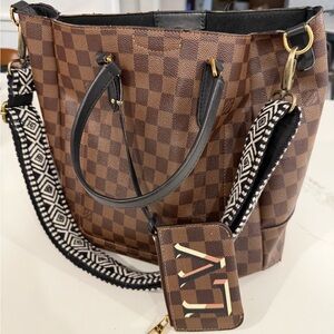 Louis Vuitton Brown Checkered Tote Bag